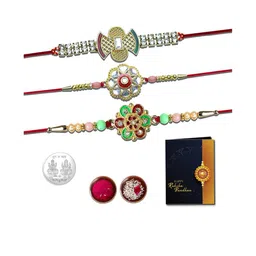 Rakhi Combo for Brother with Rakhi , Roli Chawal, Coin & Greeting Card-14