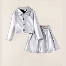 Hopscotch Girls Silver Blouse & Skirt Clothing Set-picture-24