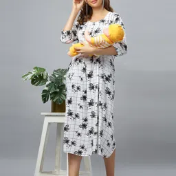 Mammas Maternity Floral Print Maternity A-Line Midi Dress-image-34