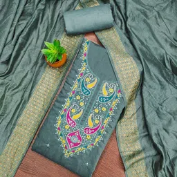 Panzora Paisley Embroidered Sequinned Unstitched Dress Material-image-87