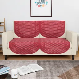Myntra Elegant Homes Maroon Cotton 4 Piece Sofa Cover-picture-34