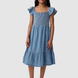 GAP Girls Smocked Bodice Pure Cotton A-Line Dress With Flutter Hem-image-81