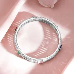 Rubans Set Of 2 Rhodium-Plated Gemstone & Cubic Zirconia-Studded Bangle image 4