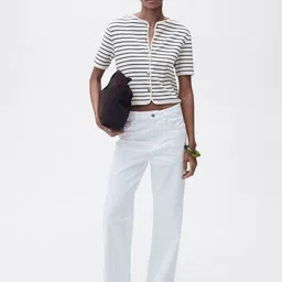 MANGO Striped Button-Front Top image 3