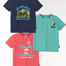 Nauti Nati Boys Pack Of 3 Graphic Printed Antimicrobial Cotton T-shirt-image-94