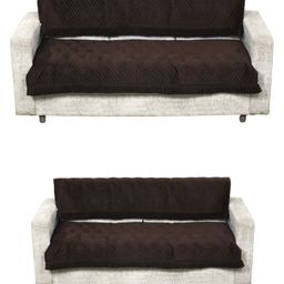 Fashion Throw Coffee Brown Velvet 4 Piece Sofa Cover-image-82