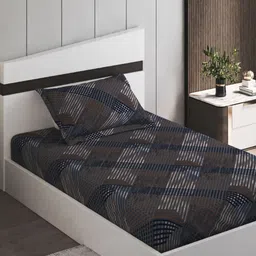Home Centre Corsica Juniper Brown 130 TC Microfiber Single Bedsheet With 1 Pillow Covers-image-5
