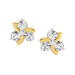 Sparkles Lab Grown Diamond 0.75 Carat Round Flower Stud Earrings 14K Yellow Gold-28