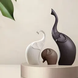 Quace Grey & White 3 Pieces Medium Ceramic Figurine Showpieces-37