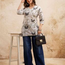 SURHI Ethnic Motifs Printed V-Neck Pure Cotton Kurti-picture-29