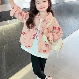 LULU & SKY Girls Floral without Crop Bomber with Embroidered Jacket-image-95