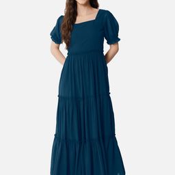 Raiyani Fashion Bell Sleeve Applique Georgette Fit & Flare Maxi Dress-picture-38