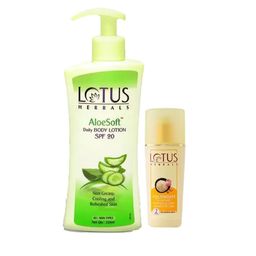 Lotus Herbals Set Of 2 Aloesoft Daily Body Lotion 250 ml & Cocomoist 80 ml-48