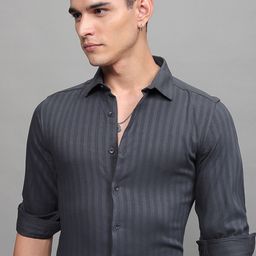 HIGHLANDER Men Slim Fit Opaque Striped Casual Shirt-image-78