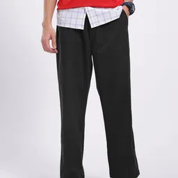 glitchez Men Breezy Tailoring Mid-Rise Pure Cotton Baggy Fit Trousers with Belt-image-84