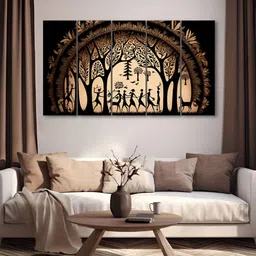 The Castle Decor Brown & Peach-Coloured 5 Pieces Trees Printed Wall Art-16