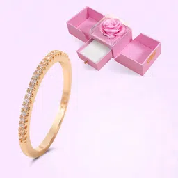 Peora Rose Gold-Plated Cubic Zirconia Finger Ring With Jewellery Box-21