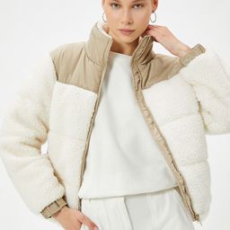 Koton Women Mock Collar Self Design Casual Bomber Jacket-picture-46