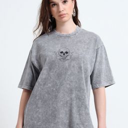 RHINO CULT Typography Printed Drop-Shoulder Sleeves Round Neck Cotton Oversized T-shirt-image-83