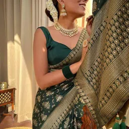 Anouk Rustic Woven Design Zari Silk Blend Banarasi Saree image 3