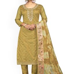 ASISA Embroidered Art Silk Unstitched Dress Material-image-39