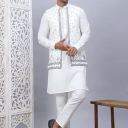 Jompers Men Embroidered Regular Sequinned Kurta with Churidar-picture-1