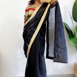 Anouk Solid Organza Saree-55
