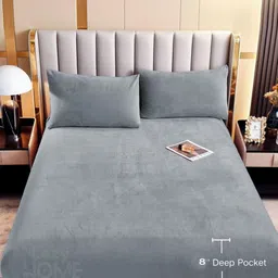 ohello Grey King Bedsheet with 2 Pillow Covers-image-66