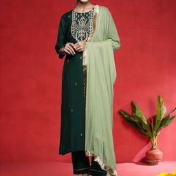 Varanga Women Ethnic Motifs Embroidered Regular Kurta with Trousers & Dupatta-picture-25