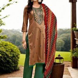 Anouk Women Embroidered Regular Thread Work Kurta with Palazzos & With Dupatta image 2