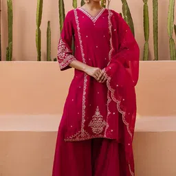 KALINI Women Embroidered Regular Sequinned Kurta with Palazzos & With Dupatta-picture-43