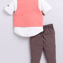 LITTLE COLLARS Striped Pant and Plain Jacket Set with Cap image 5