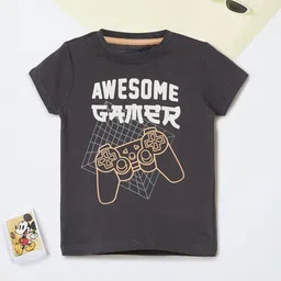 max Boys Printed Raw Edge T-shirt-7