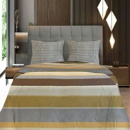 Threadwear Grey & Mustard Geometric 400 TC King Bedsheet with 2 Pillow Covers-image-75