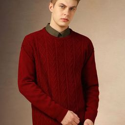 Dennis Lingo Self Design Round Neck Acrylic Knit Pullover-image-38