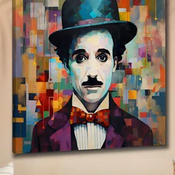 Myntra Elegant Homes Blue & Off White Charlie Chaplin Printed Canvas Wall Art-image-94