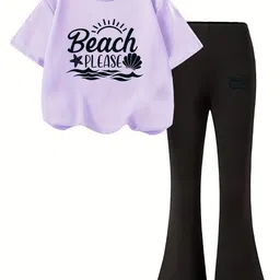 YK Girls Printed Round Neck T-Shirt With Trouser-picture-36