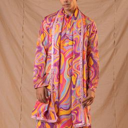 5 Stitch Quirky Printed Band Collar Straight Kurta With Trousers And Dupatta-picture-17