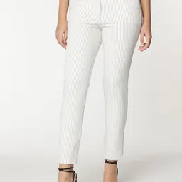Marks & Spencer Women Striped Slim Fit High-Rise Trouser-image-10