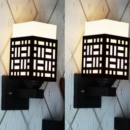 Gojeeva Brown Wood Square Wall Lamps-picture-34