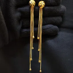 Anshenterpris Gold-Plated Tasselled Circular Drop Earrings-69