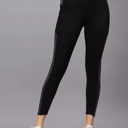 COSVOS Women Color Block Ankle Length Tights-image-30
