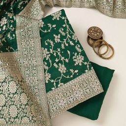 Koskii Floral Woven Design Beads and Stones Unstitched Dress Material-image-38