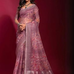 KALINI Floral Zari Linen Blend Saree-image-93