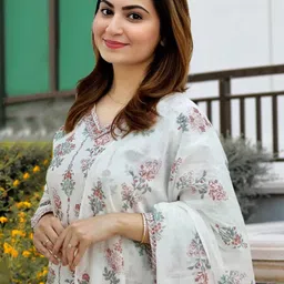 Moda Rapido Women Ethnic Motifs Printed Regular Kurta with Trousers & With Dupatta image 2