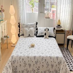 JC HOME White & Black Floral 162 GSM Double Superking Bed Cover - 2.5 x 2.30 m-image-38