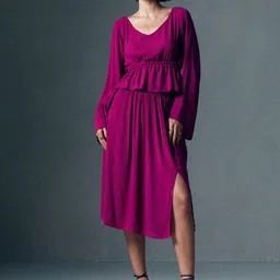QUA Flared Midi Slit Skirt-picture-17