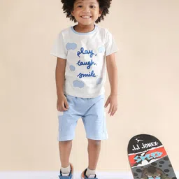 Polka Tots Kids Typography Printed Pure Cotton T-shirt with Shorts-53