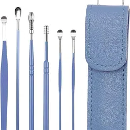 Ear Wax Cleaning Tools Kit Set With Leather Pouch Spring Curette Earwax Remover-image-41
