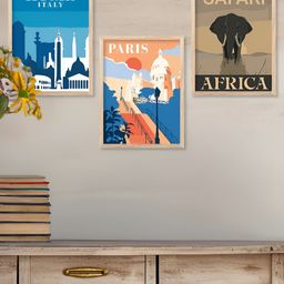 Kotart Brown, Blue & White 3 Pieces Modern Wooden Wall Arts-picture-33